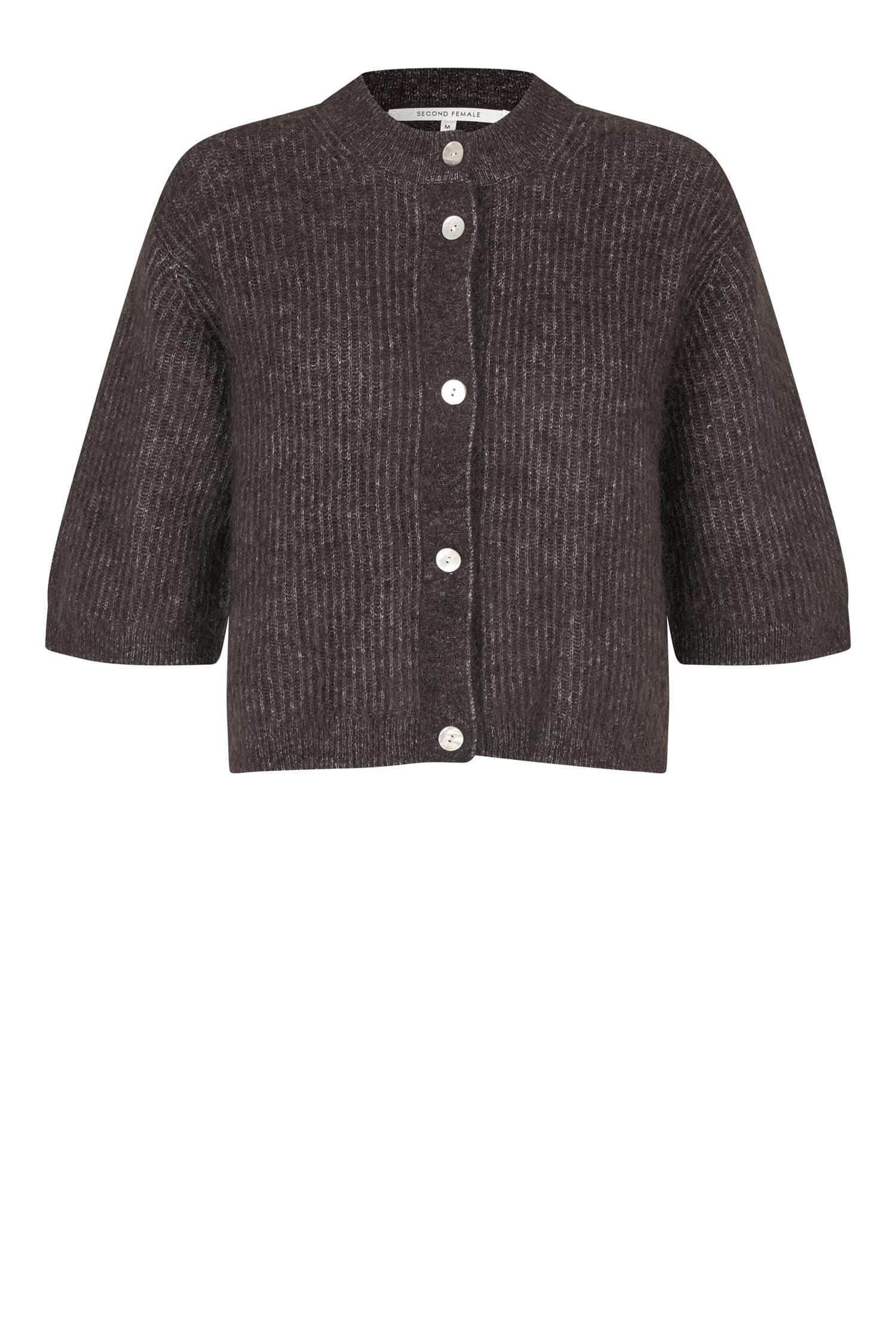 Second Female Andrea Knit Rib Cardigan Black Genser