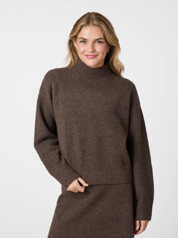 Neo Noir Paulina Knit Blouse Brown Melange Topp