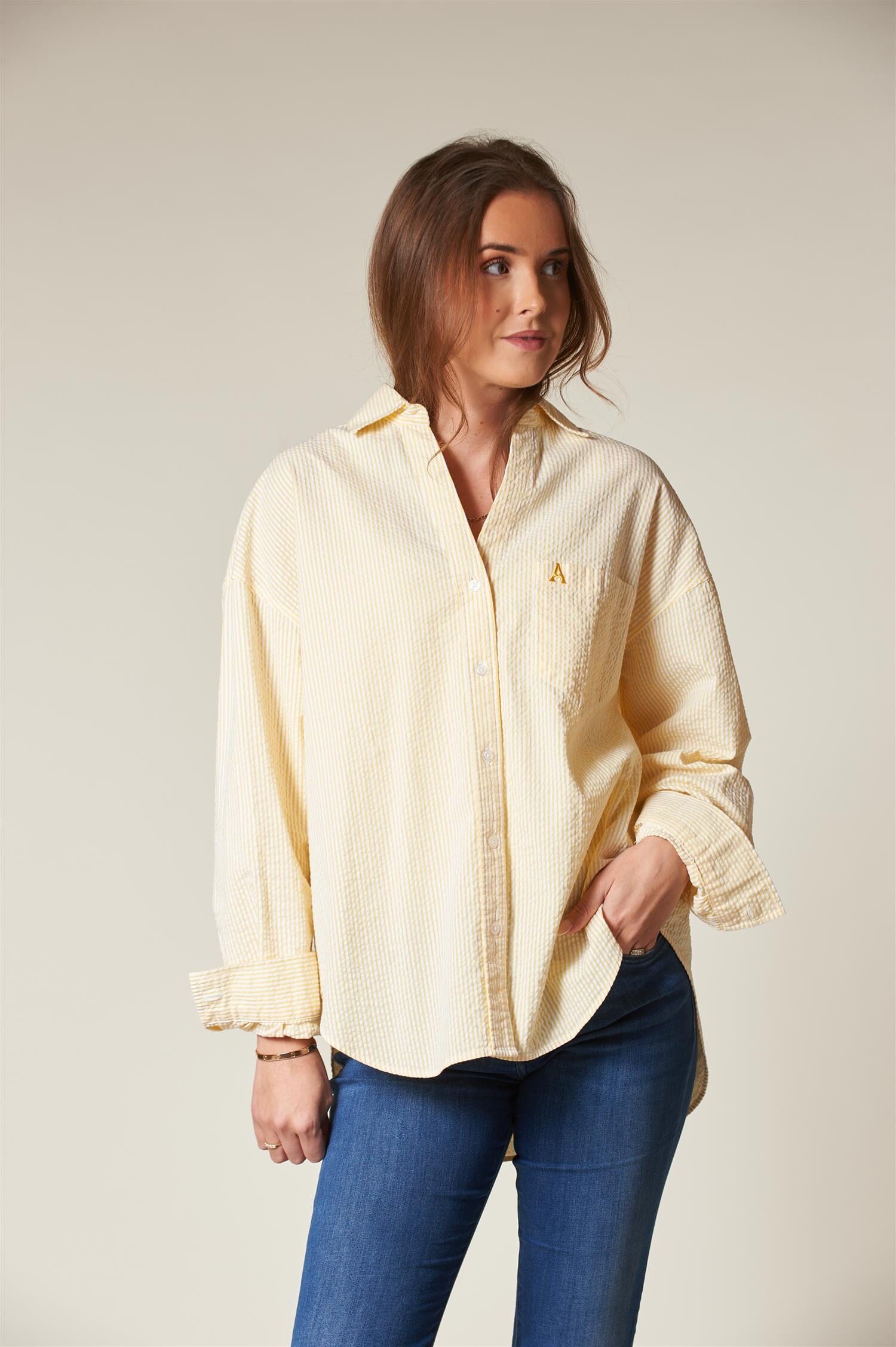 ArnieSays: VENICE Seersucker Classic Stripe Yellow Stripe Skjorte