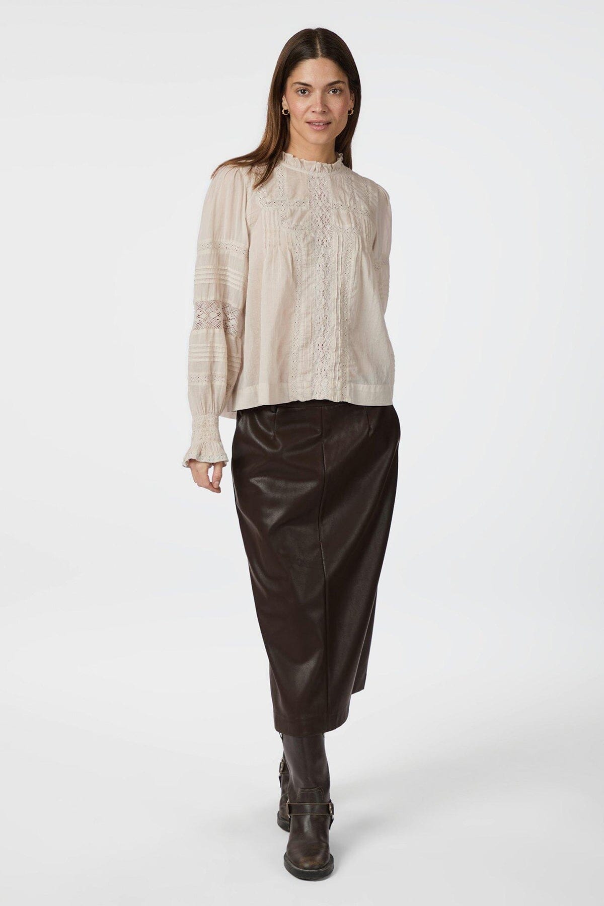 Neo Noir Ebba S Voile Blouse Ivory Bluse