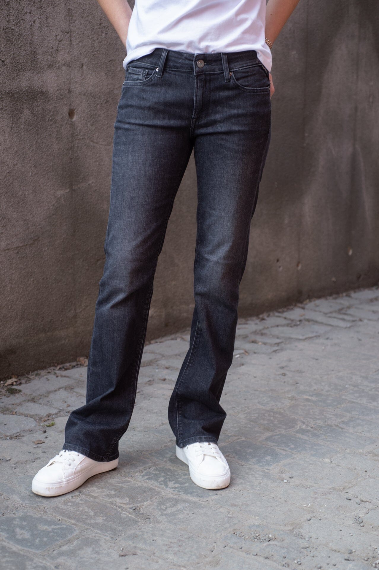 Replay Dame New Luz Bootcut Dk Grey Bukse
