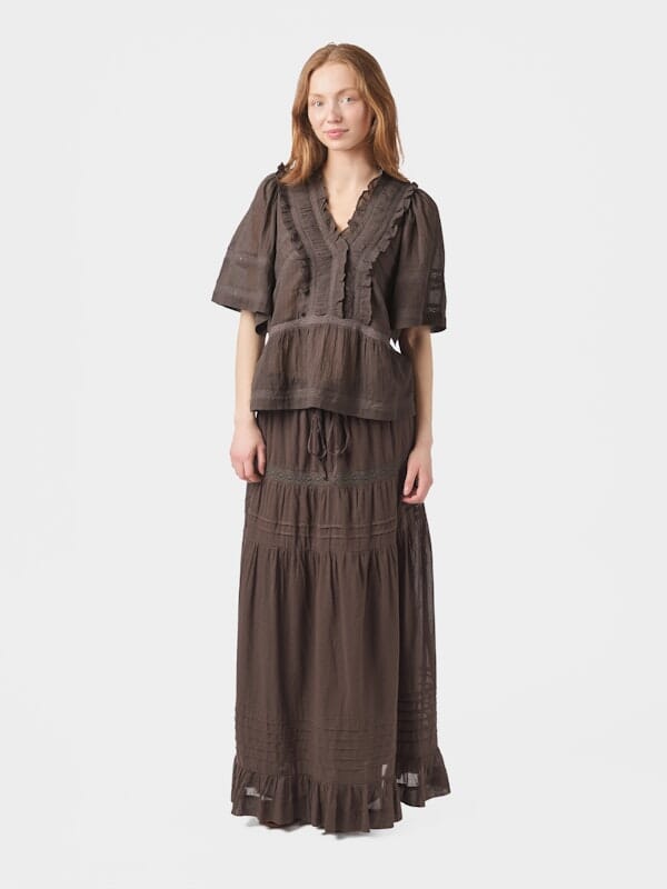 Neo Noir Evienne S Voile Top Dark Brown Topp