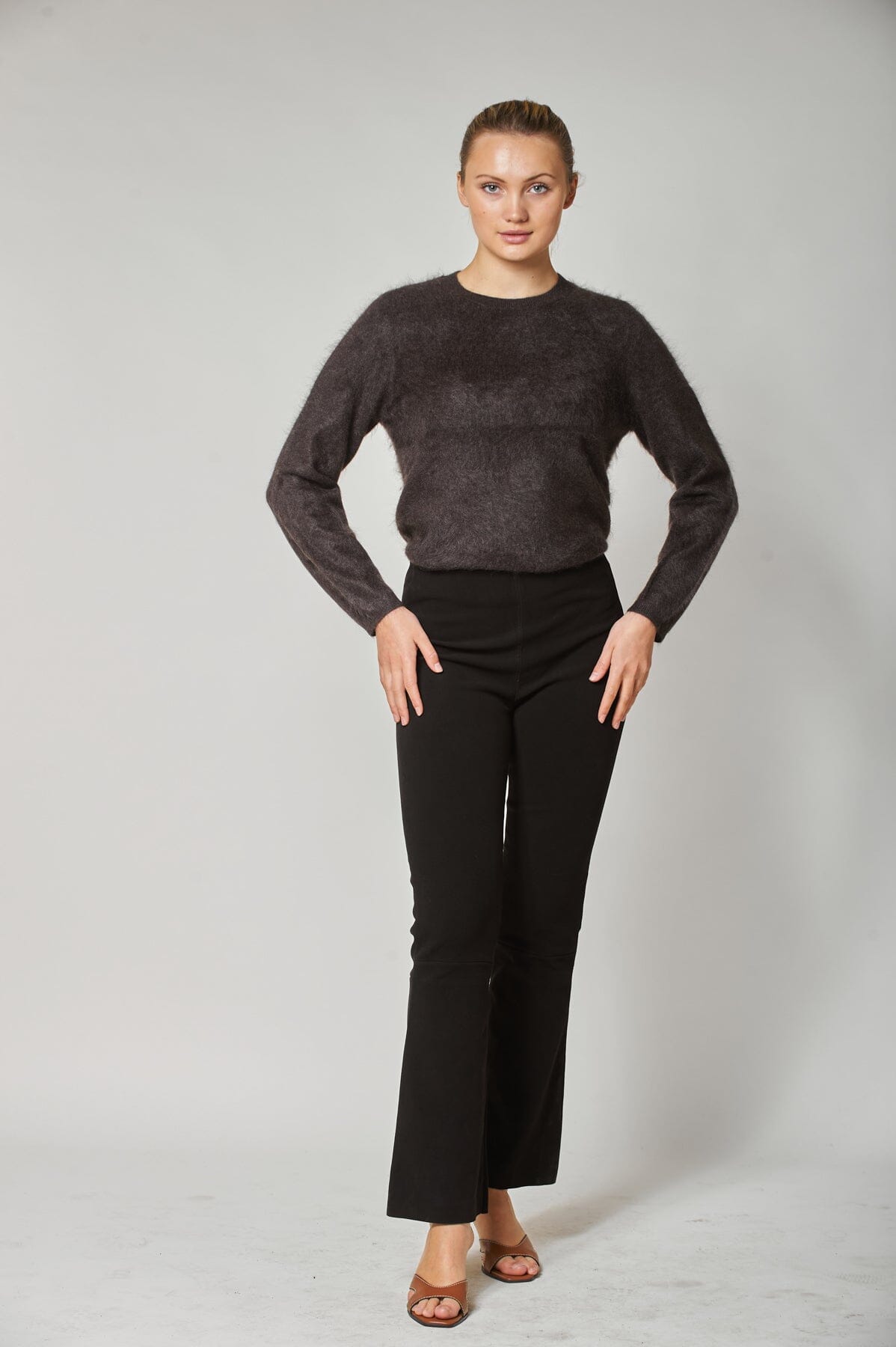 Aurora Leather Pant Brown Bukse