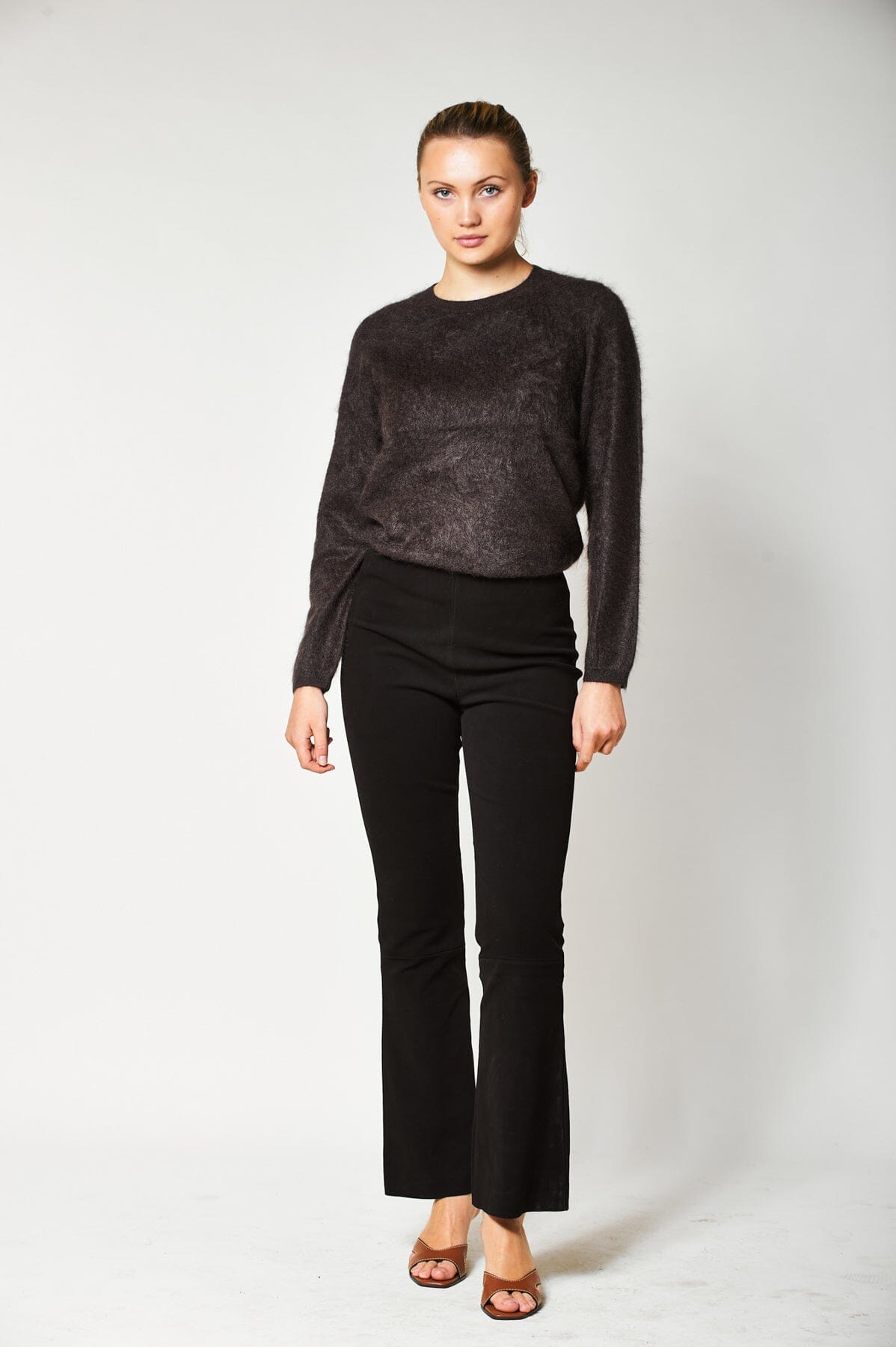 Aurora Leather Pant Brown Bukse