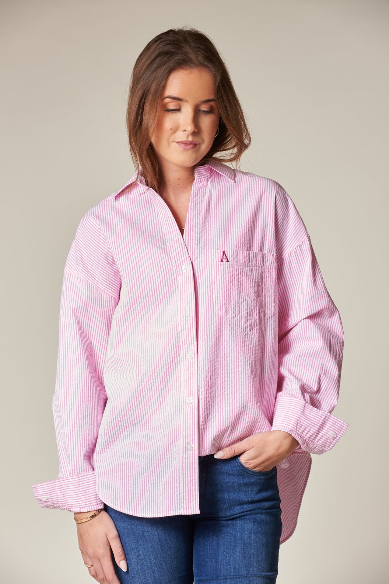 ArnieSays: VENICE Seersucker Classic Stripe Pink Stripe Skjorte