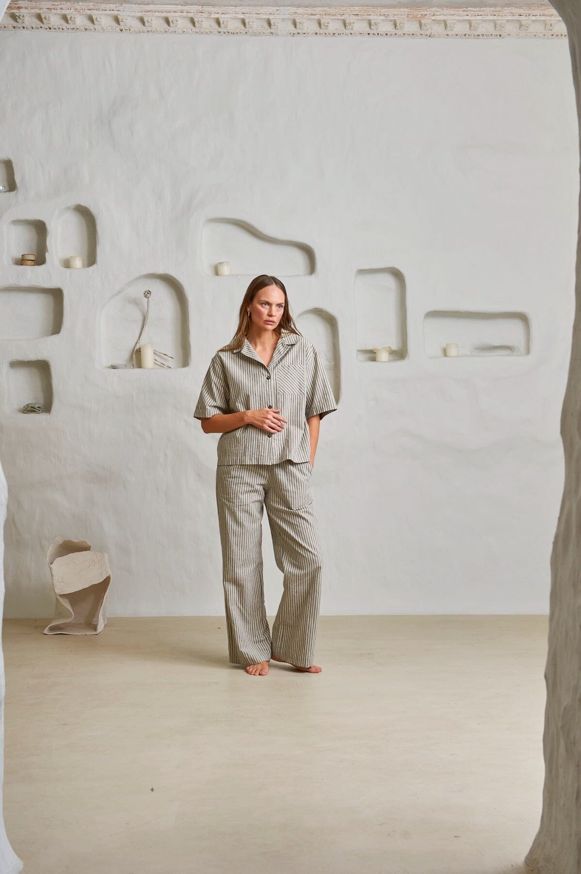 ArnieSays: Sabine Linen Stripe Natural Stripe Bukse