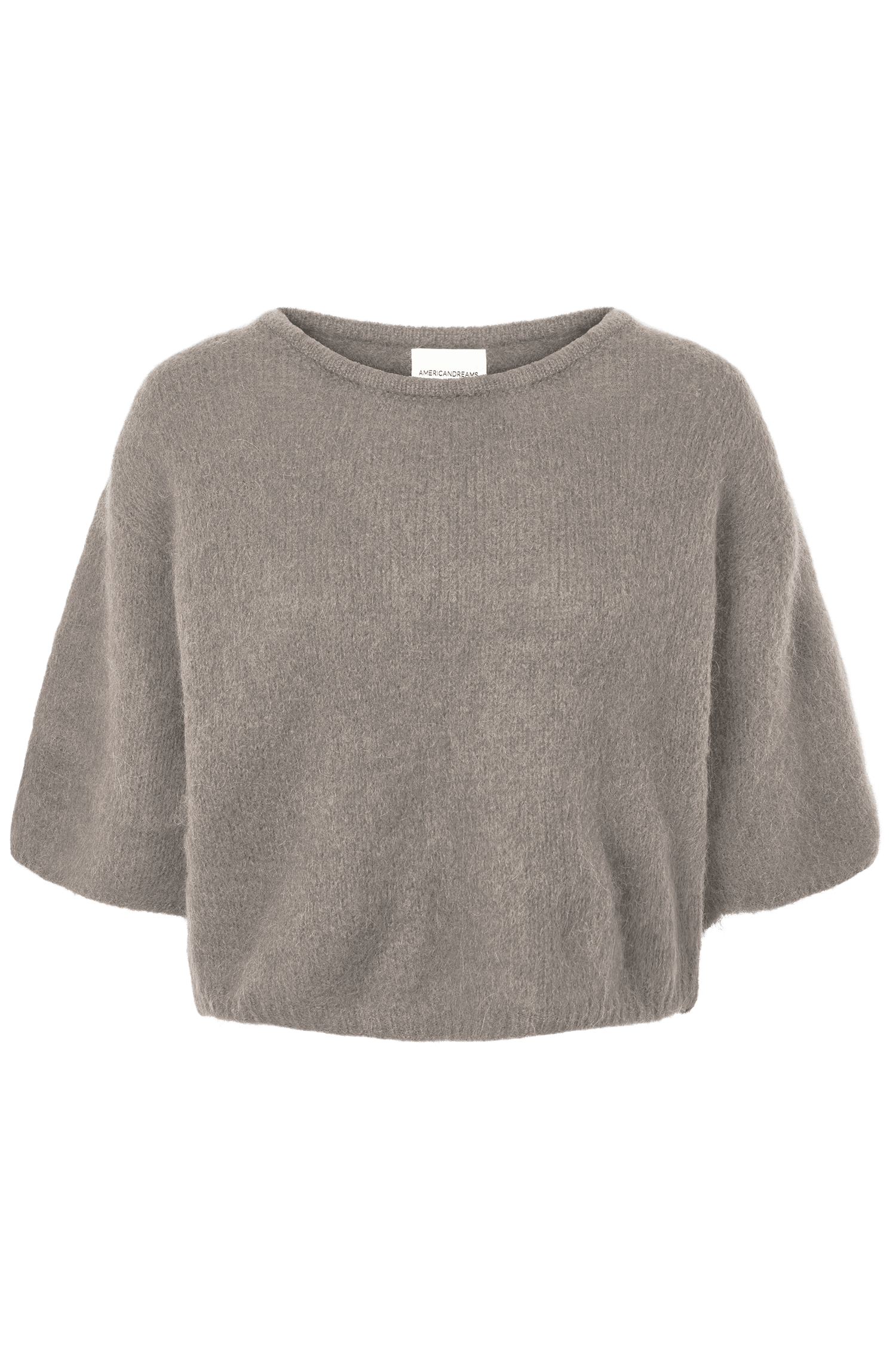 American Dreams Josie Pullover 3/4 Short Sleeve Light Taupe Topp