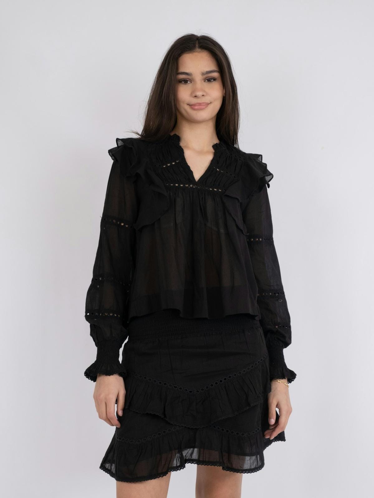 Neo Noir Aurika S Voile Blouse Black Bluse