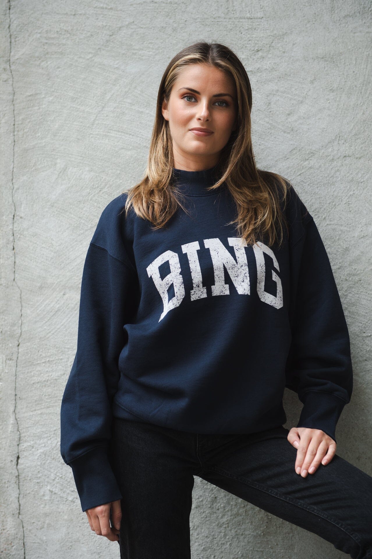 Anine Bing Bradie Sweatshirt Bing Navy Genser