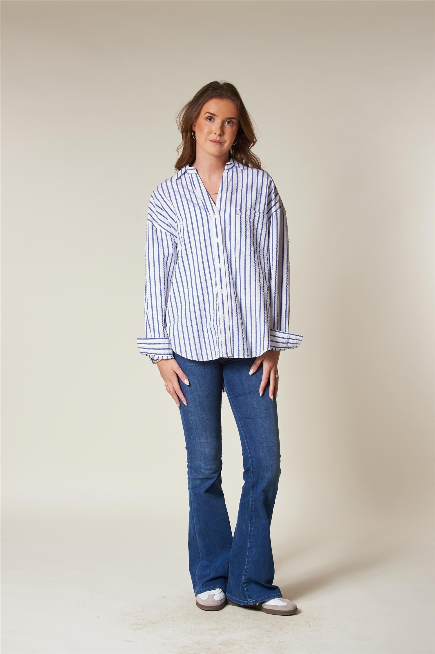 ArnieSays: VENICE Seersucker Butcher Stripe White/Navy Skjorte
