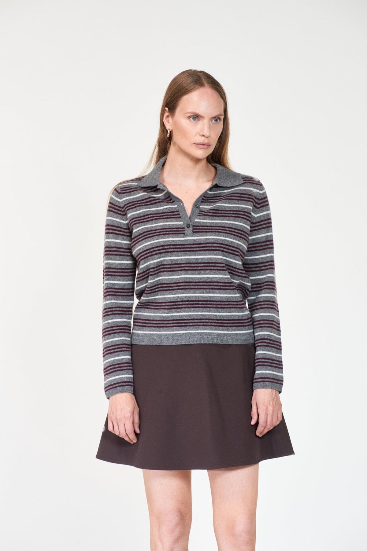 ArnieSays: CASSIE Stripe Grey Multi Genser