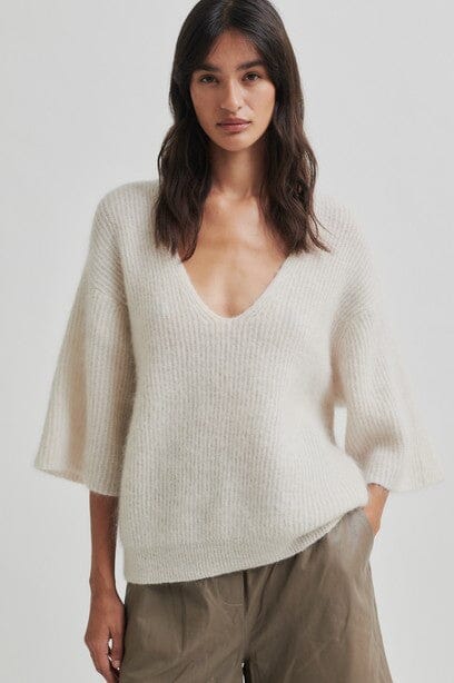 Second Female Andrea Knit SS Pumice Stone Genser