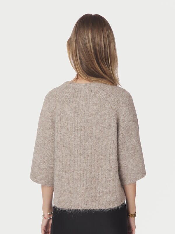 Neo Noir Amaya Fluffy Knit Cardigan Beige Melange Genser