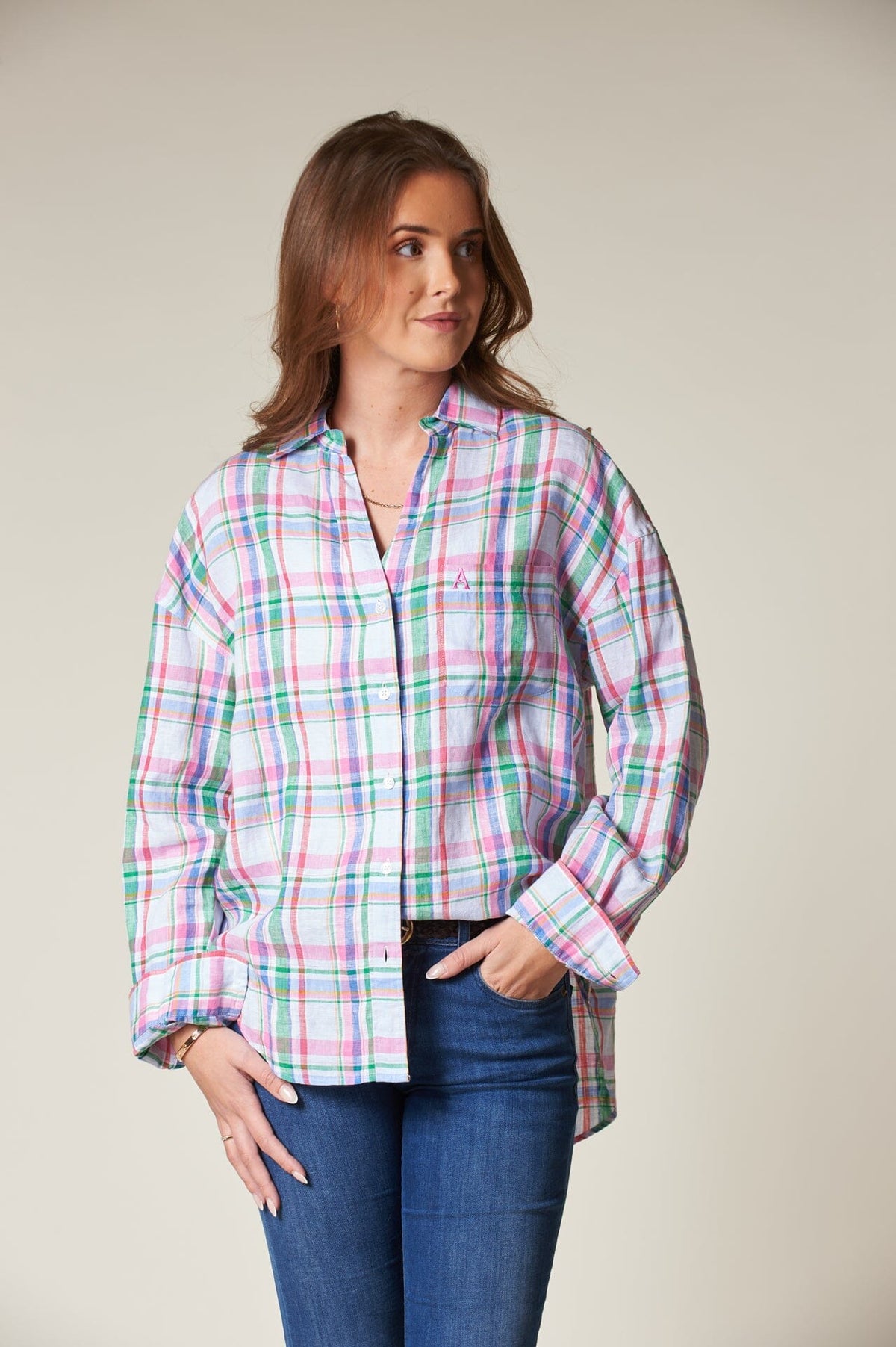 ArnieSays: VENICE Linen Plaids Pink Combo Skjorte