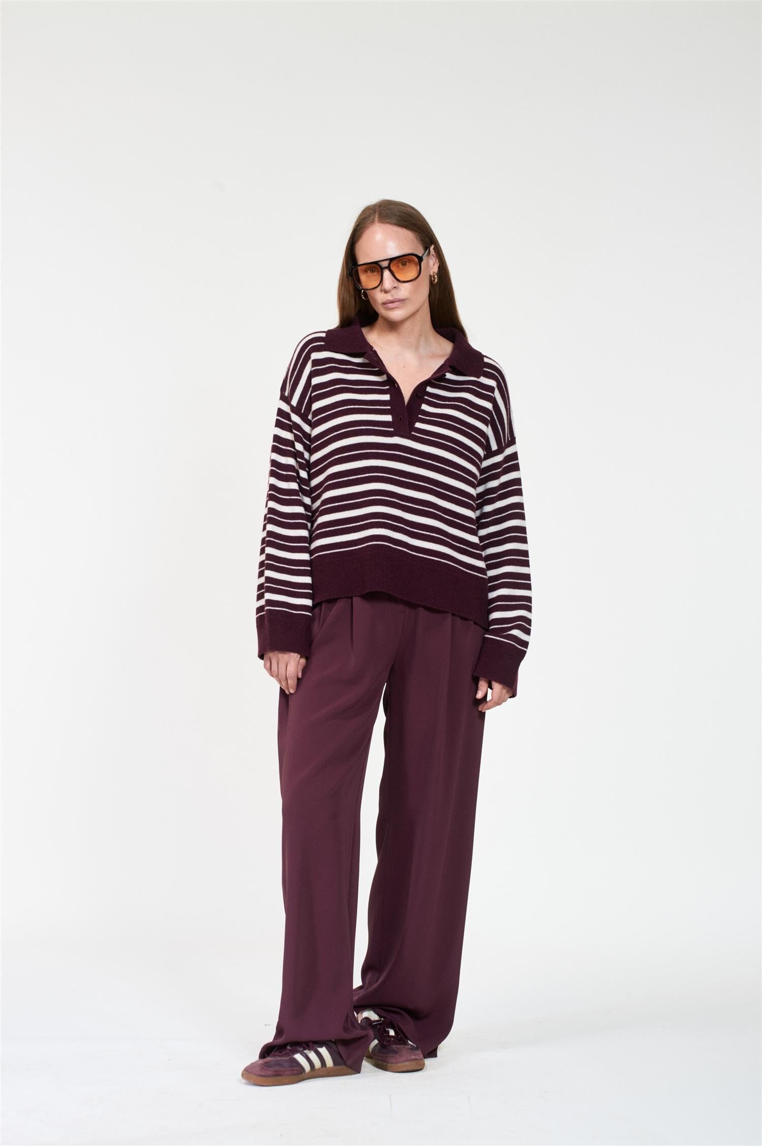 ArnieSays: ZELY Stripe Dk Burgundy/Offwhite Genser