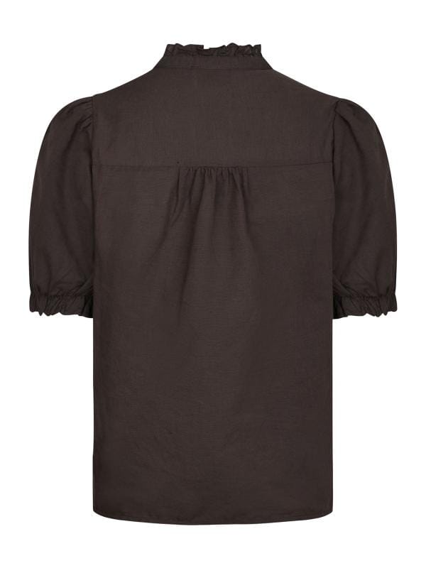 Neo Noir Odesa Linen Blouse Dark Brown Bluse