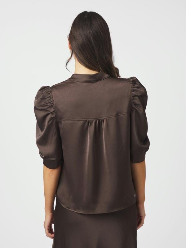 Neo Noir Roella Heavy Sateen Blouse Dark brown Bluse