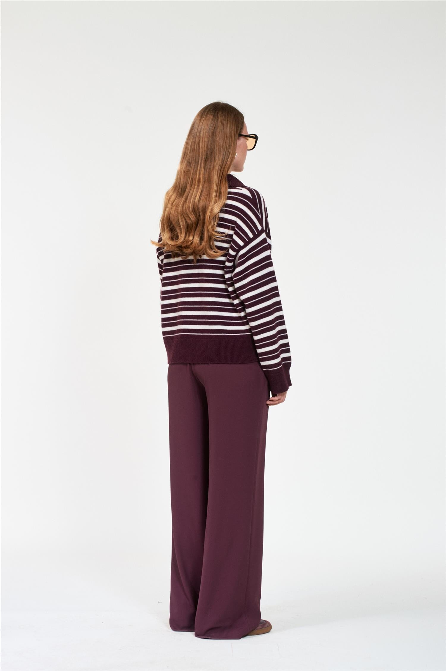 ArnieSays: ZELY Stripe Dk Burgundy/Offwhite Genser