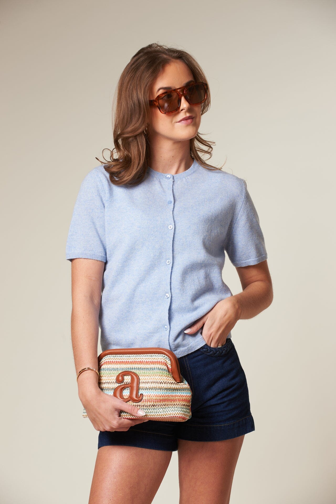 ArnieSays: Raffia Clutch Stripe Coral Combo Tilbehør
