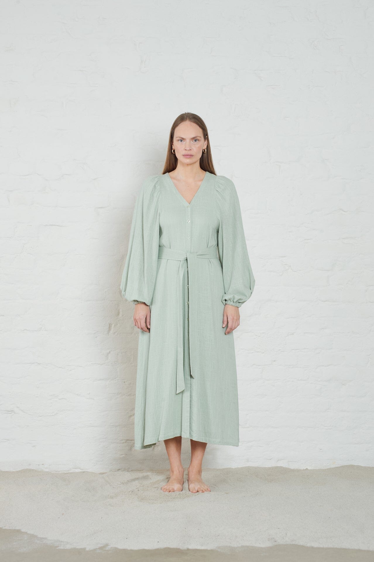 ArnieSays: Milla Linen Blend Sage Kjole