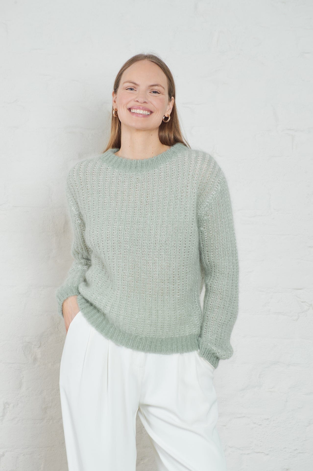 ArnieSays: Lane Brioche Dusty Green/Ecru Genser