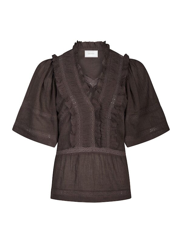 Neo Noir Evienne S Voile Top Dark Brown Topp