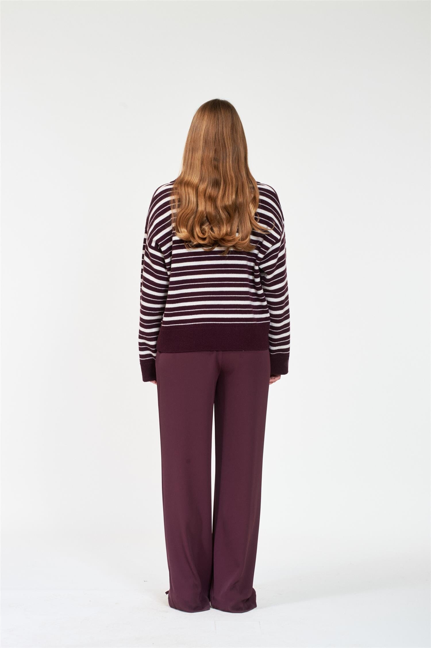ArnieSays: ZELY Stripe Dk Burgundy/Offwhite Genser