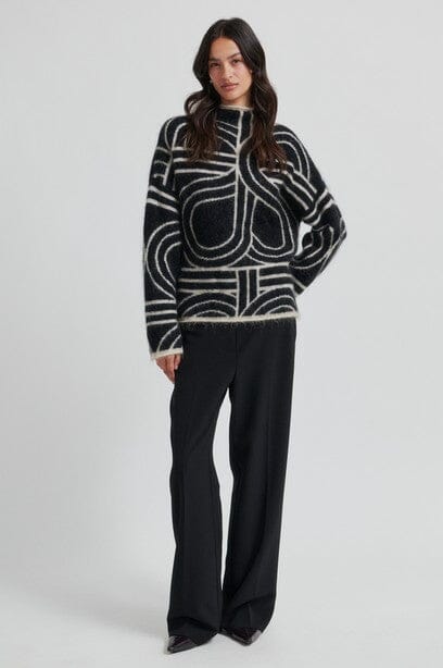 Second Female Signa Knit T-Neck Black Genser