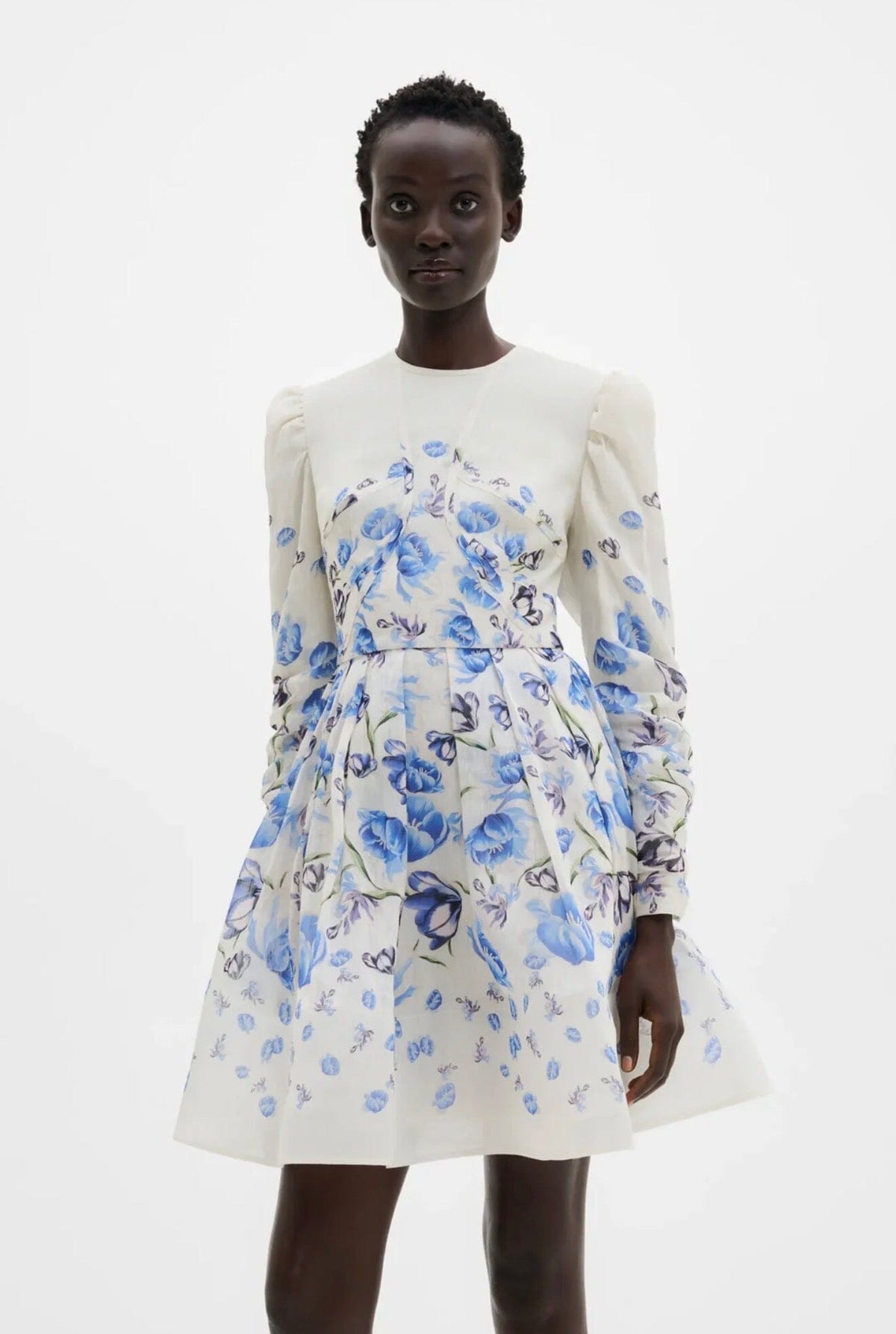 Malina Leoni Silk Blend Mini Dress Tulip Blue Kjole
