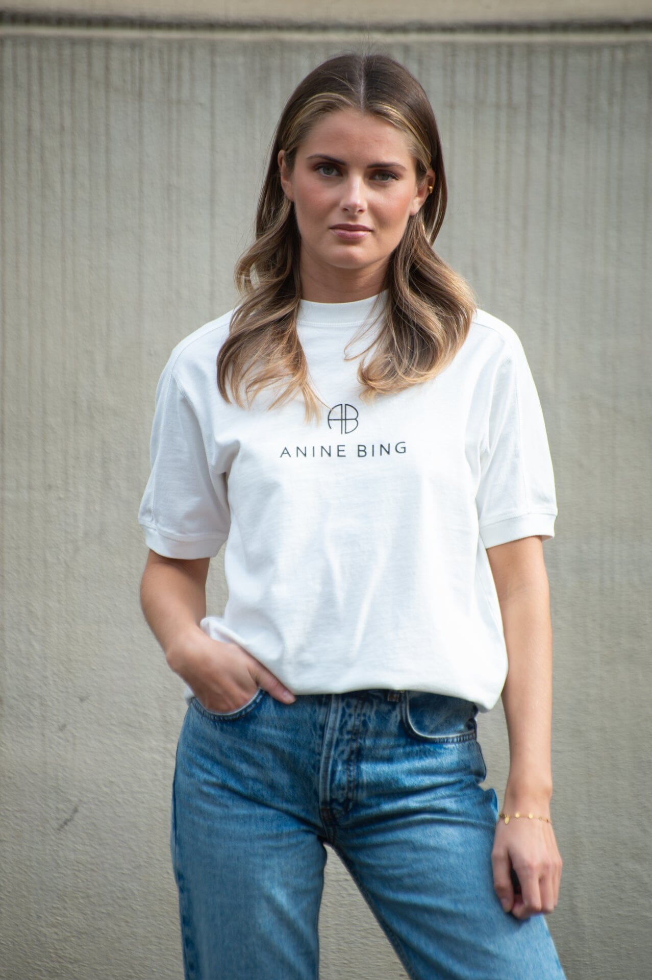 Anine Bing Jaylin Tee Monogram Ivory T-shirt