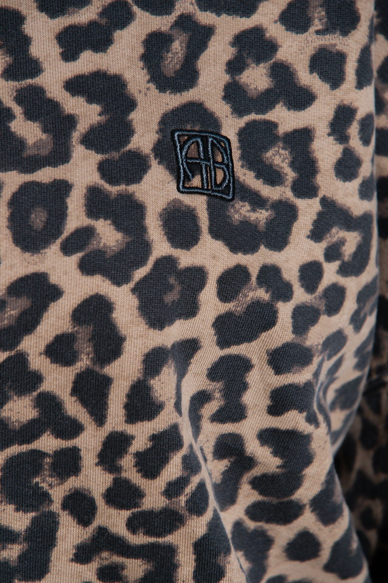Anine Bing Miles Sweatshirt Black And Brown Leopard Genser