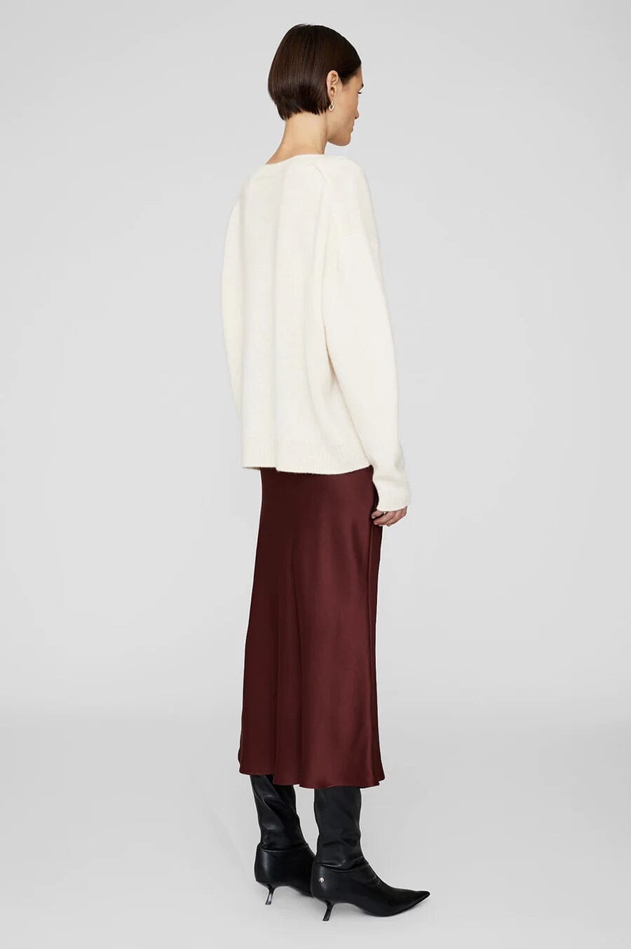 Anine Bing Bar Silk Skirt Burgundy Skjørt