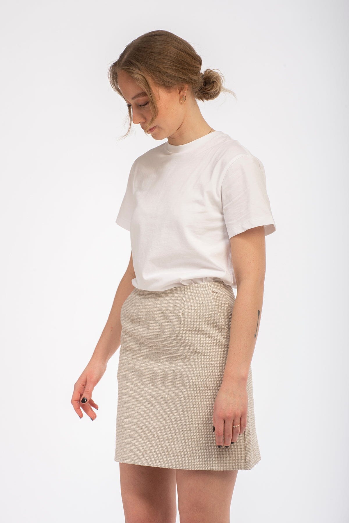 ArnieSays: Eira Gingham Tweed Pearl/Offwhite Combo Skjørt