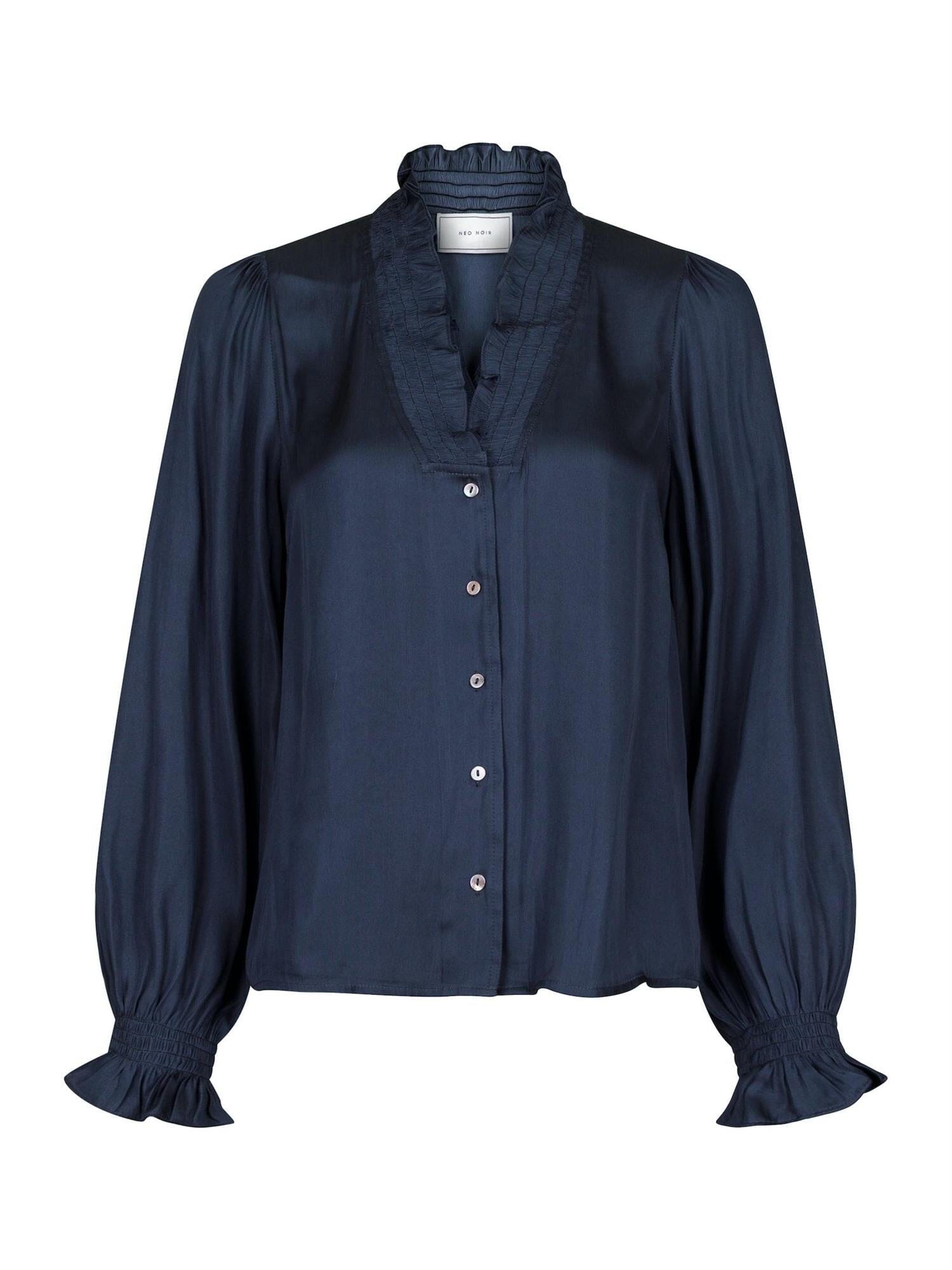 Neo Noir Brielle Satin Blouse Midnight Blue Bluse