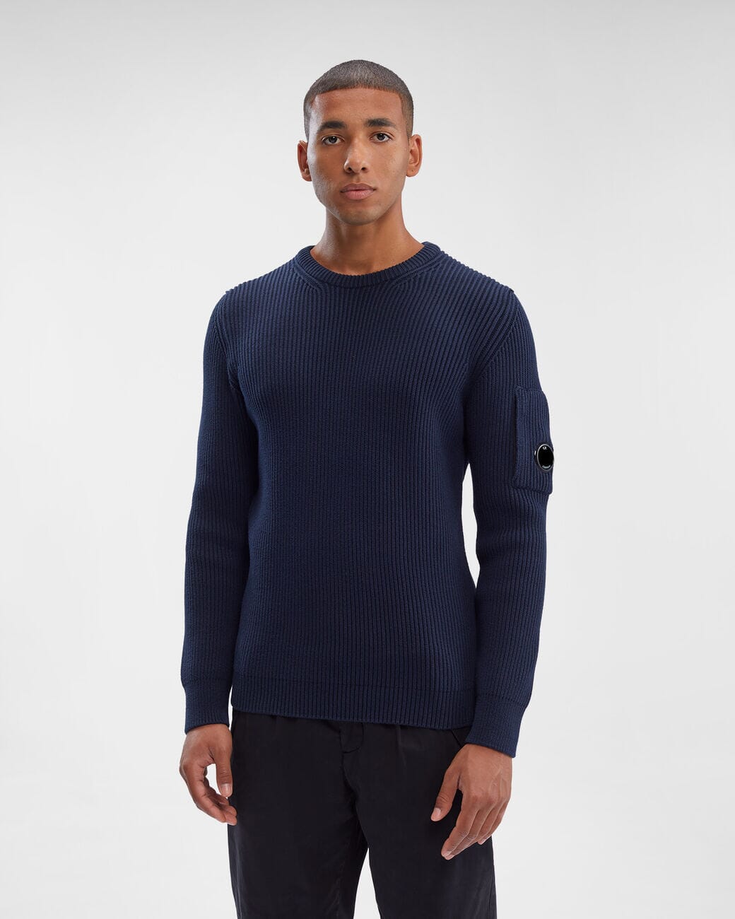 CP Company Full Rib Crew Neck Jumper Total Eclipse Genser