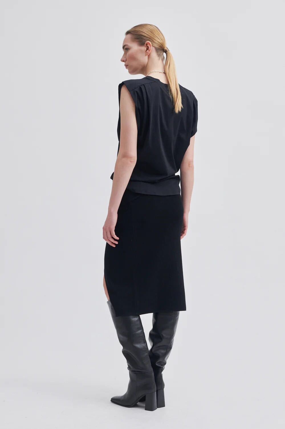 Second Female Como Knit Skirt Black Skjørt