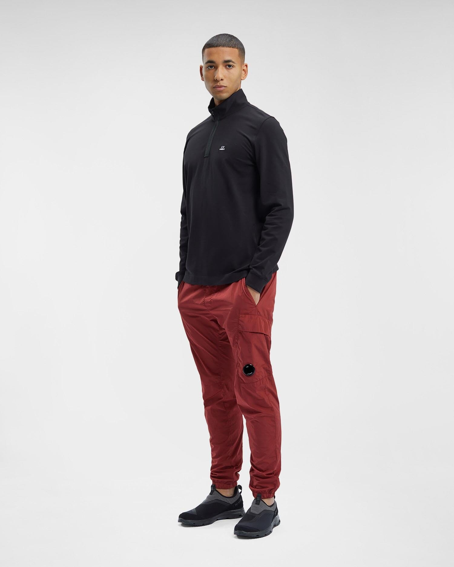 CP Company Stretch Piquet Regular Zipped Polo Shirt Black T-shirt