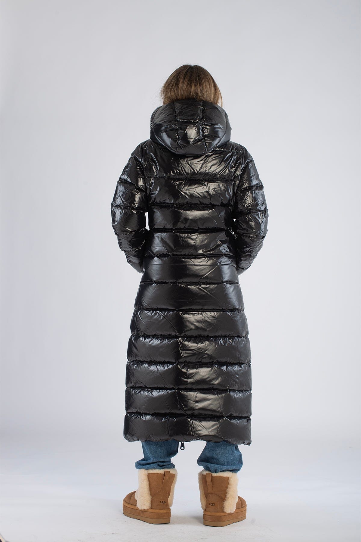 Monel Val Cenis Long Black Metallic Ytterplagg