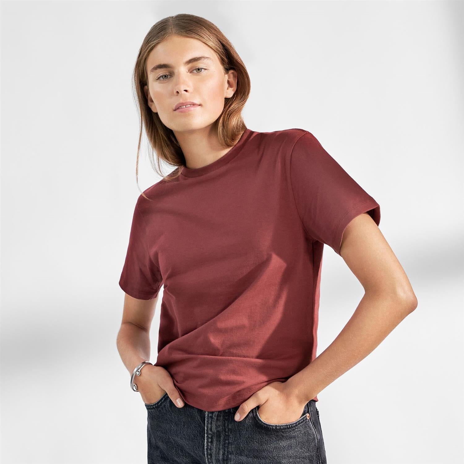 Bread and Boxers Crew-Neck Regular Burgundy T-shirt