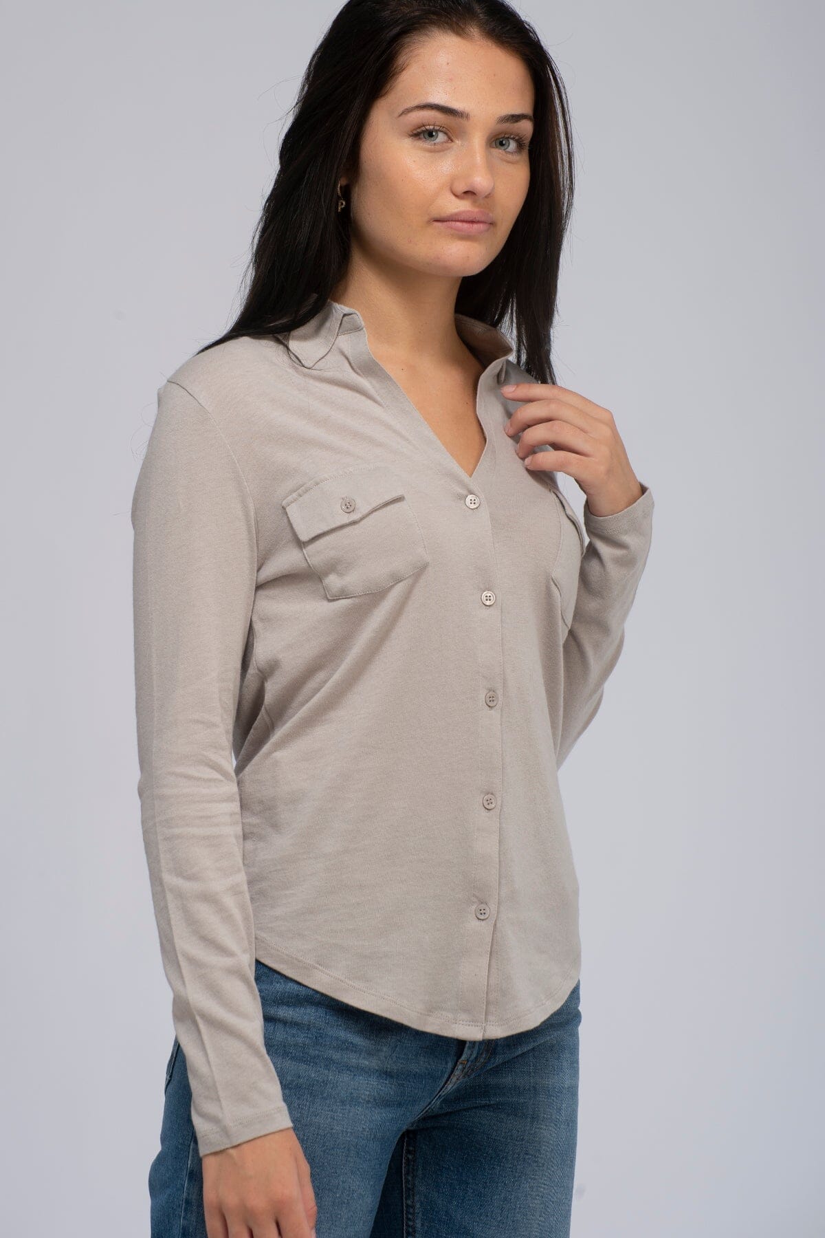 Majestic Filatures Cotton Cashmere Signature Shirt Smoke Skjorte
