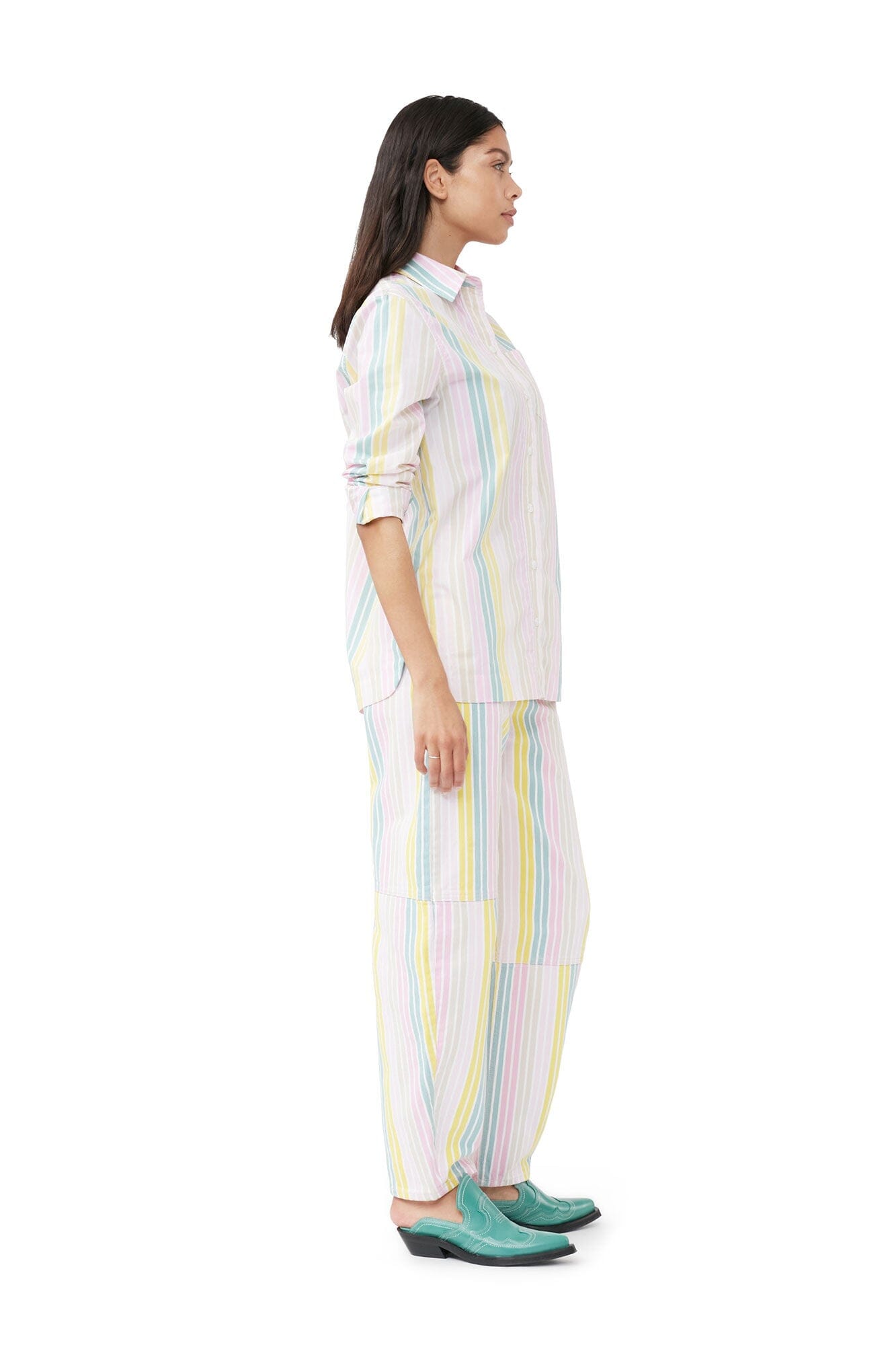 Ganni F7771 Stripe Cotton Shirt Multicolour Skjorte