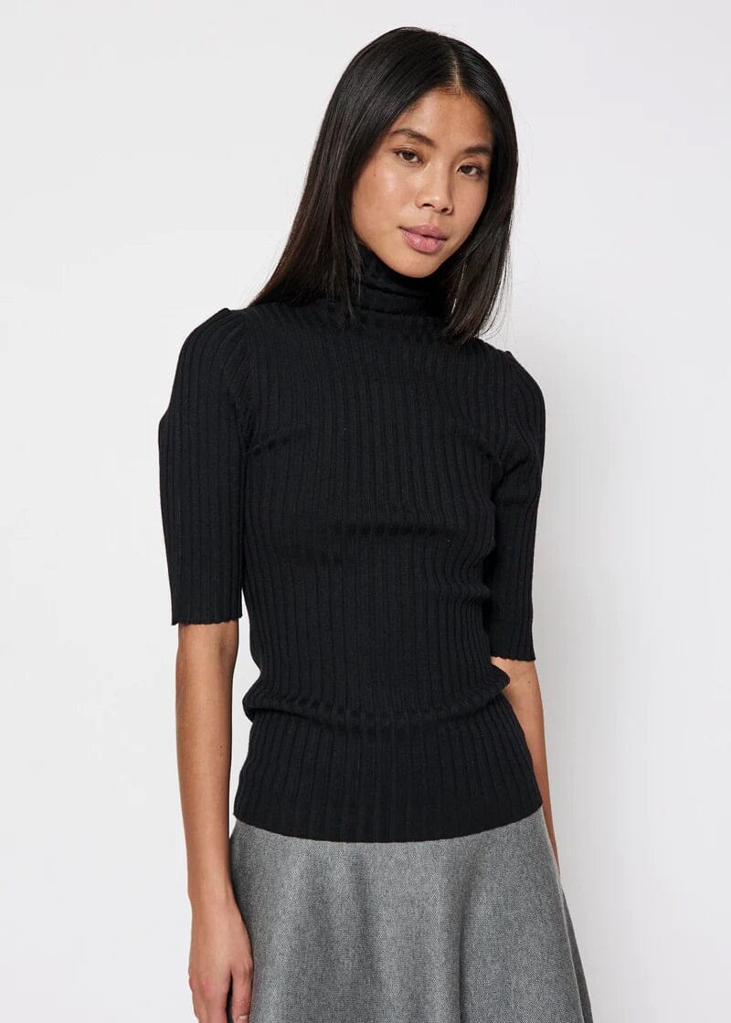 Norr Franco Knit Tee Black Topp
