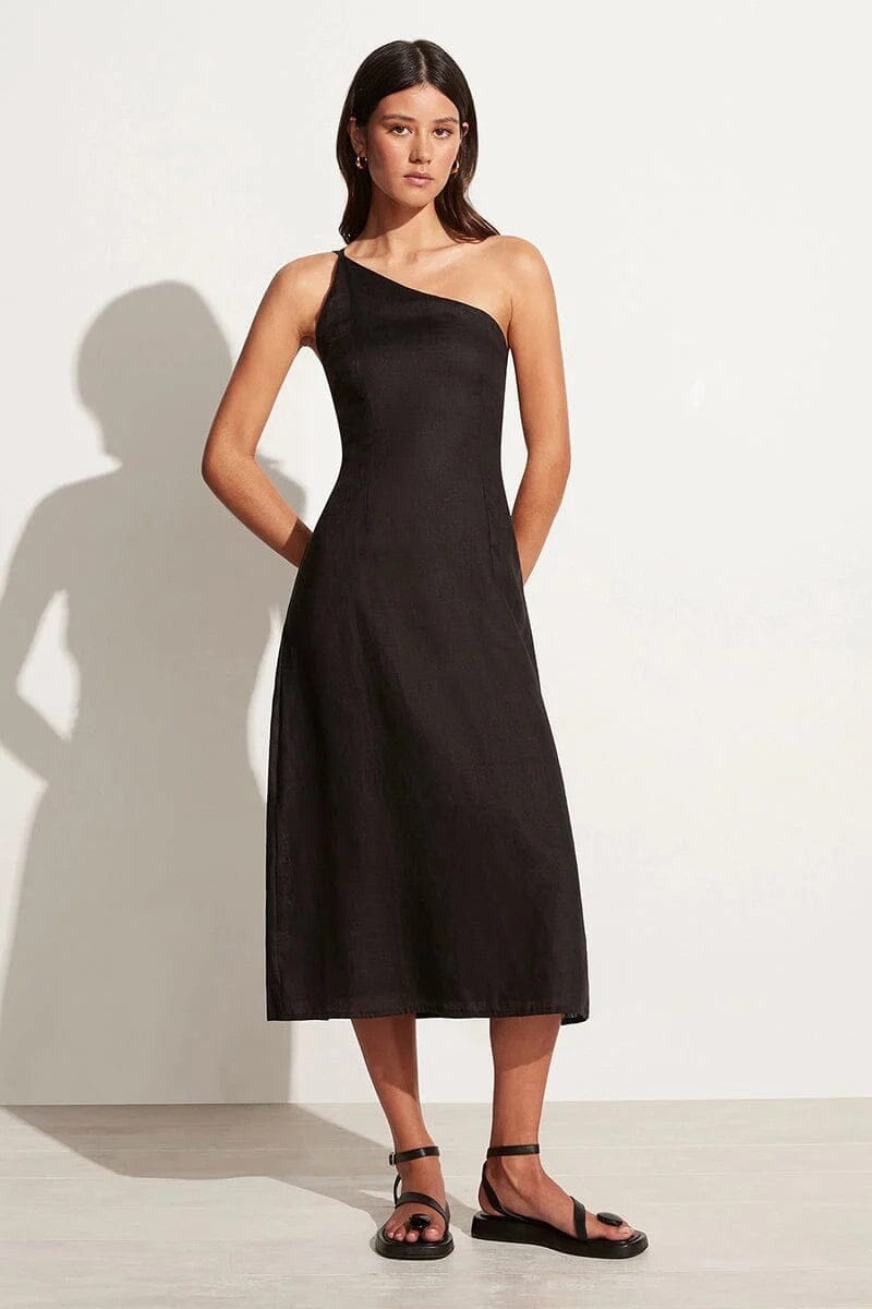 Faithfull The Brand Soko Midi Dress Black Kjole