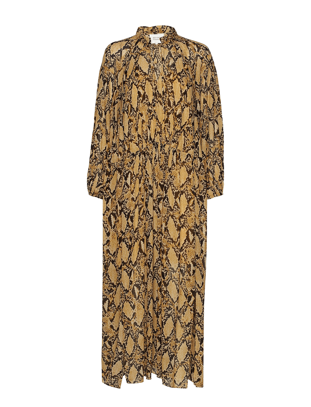 Second Female Snake LS Maxi Dress Chai Tea Kjole