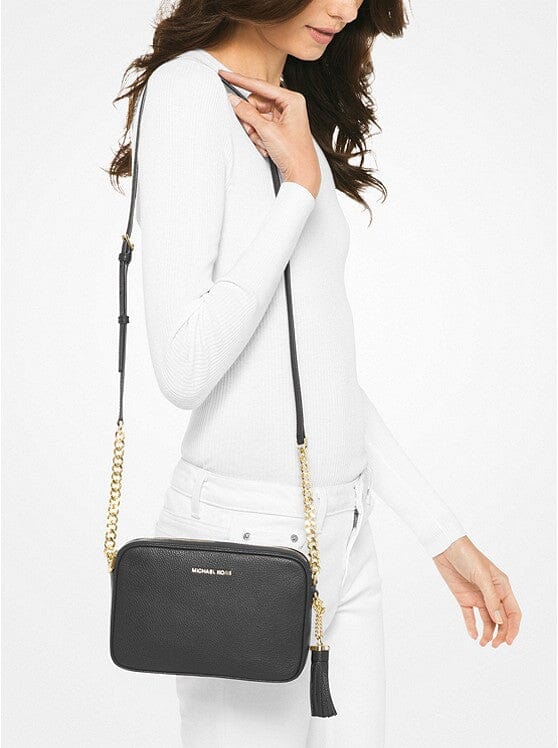 Michael Kors Jet Set Medium Pebbled Leather Crossbody Bag Black Tilbehør
