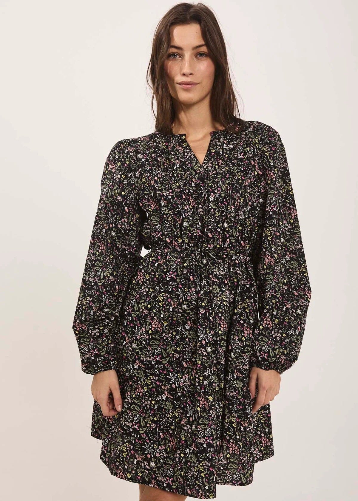 Norr Opal Dress Black Flower Print Kjole
