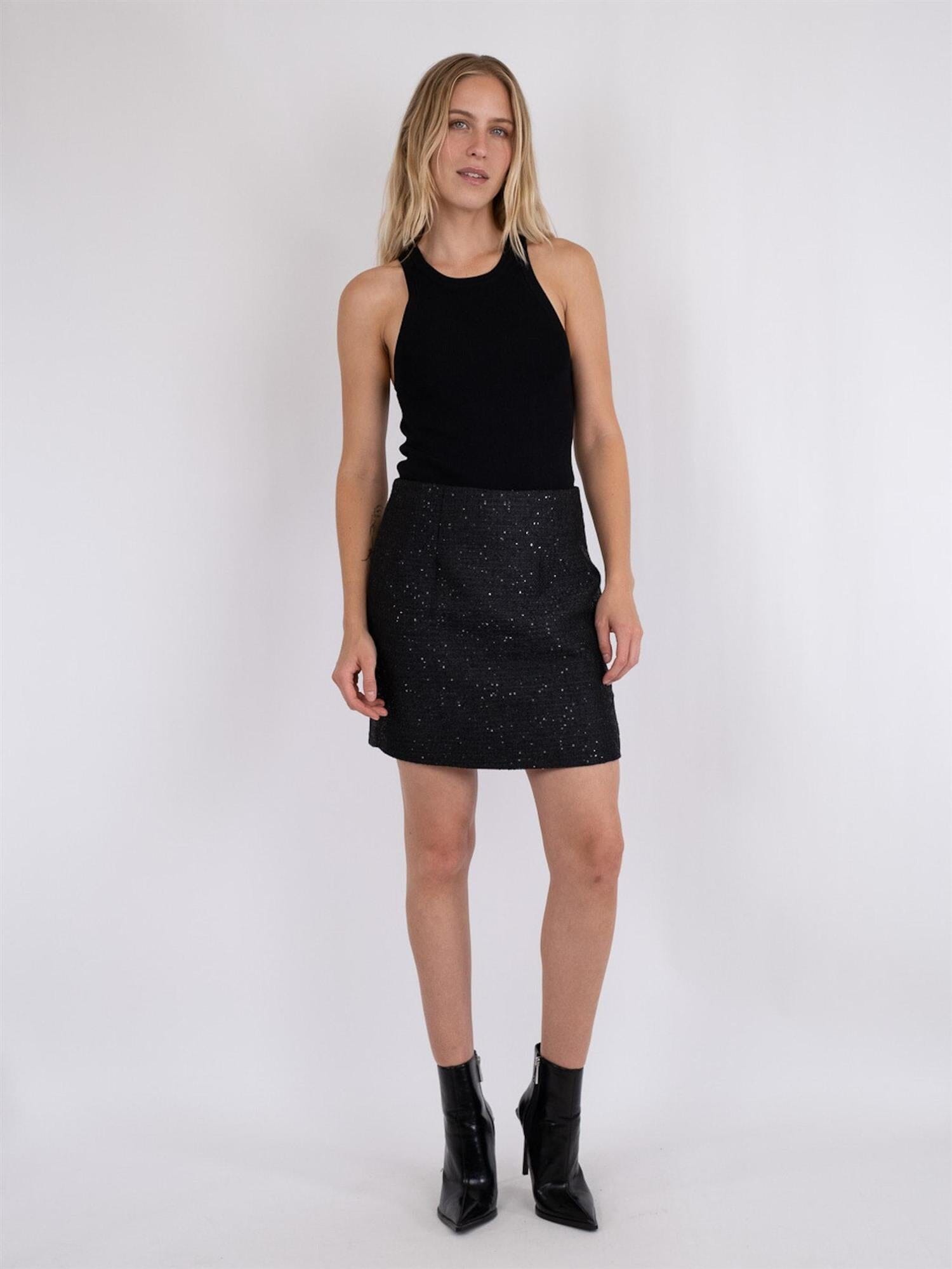 Neo Noir Helmine Sequins Skirt Black Skjørt