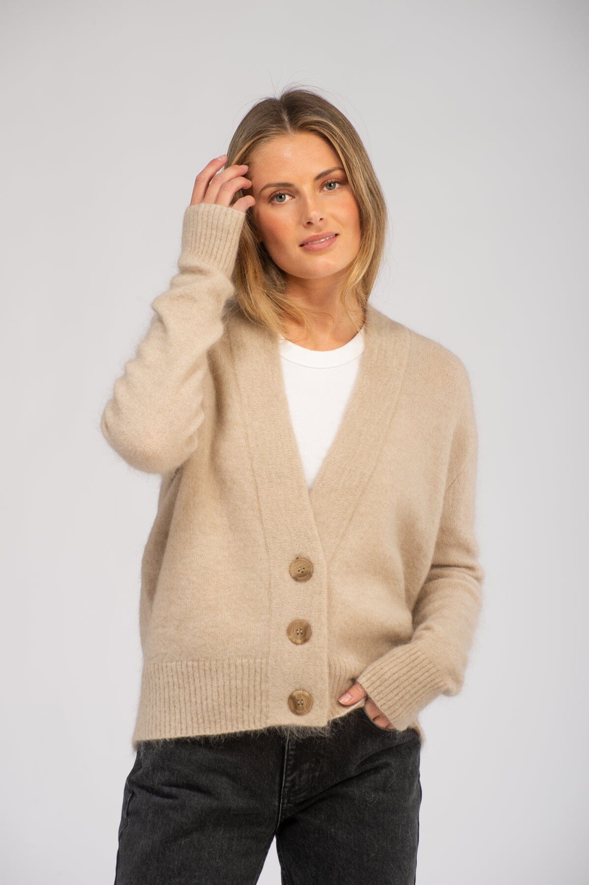 Second Female Brookline Knit Cardigan Oxford Tan Genser