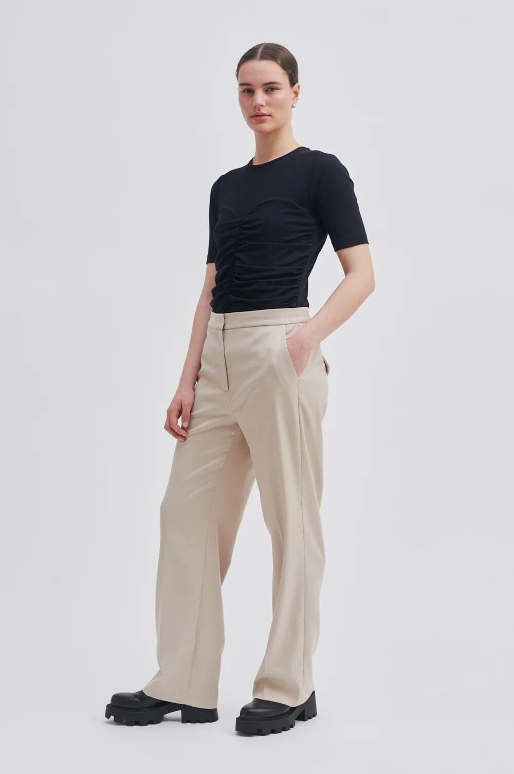 Second Female Kaleem Straight Trousers Oxford Tan Bukse