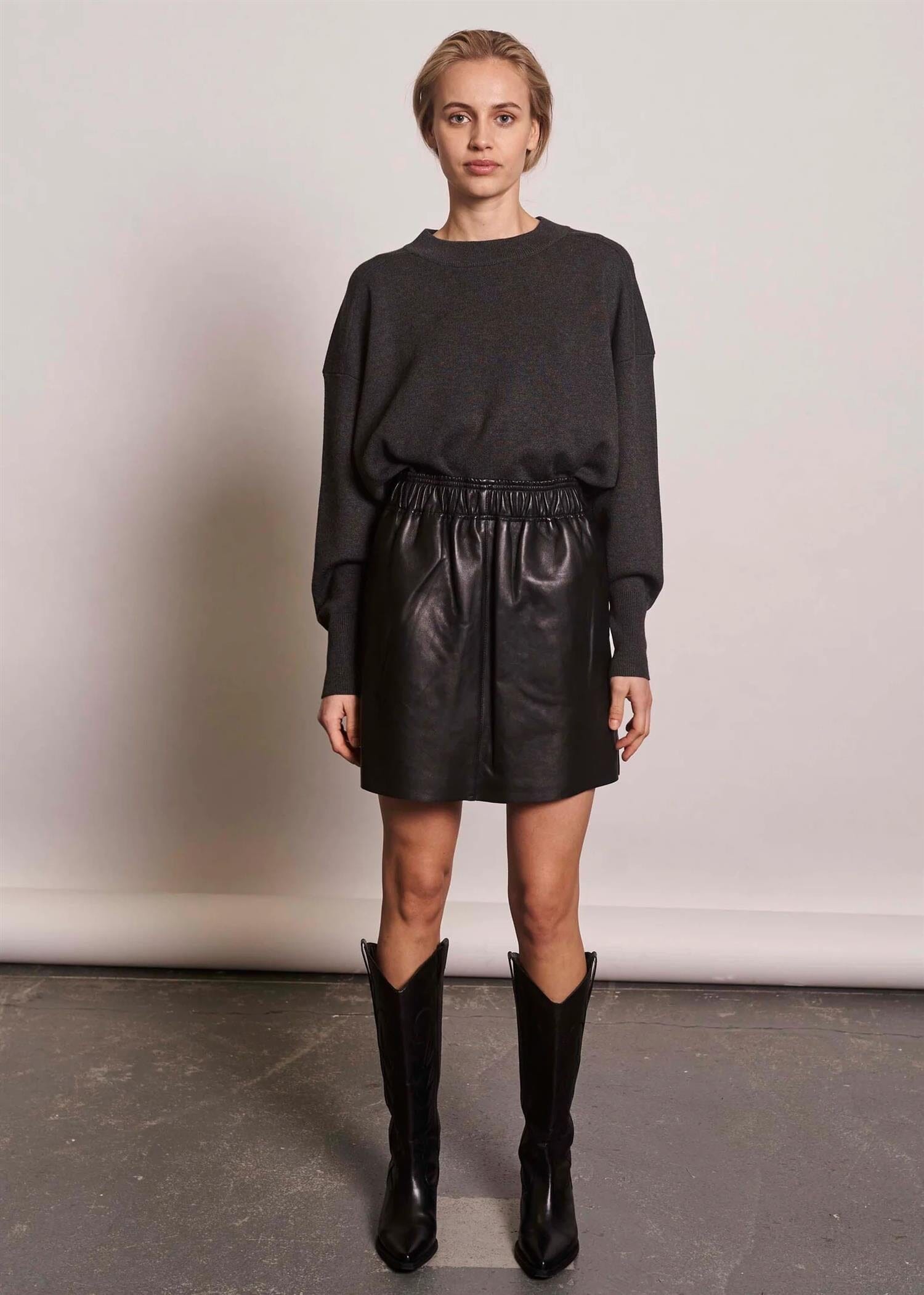 Norr Shelby Leather Skirt Black Skjørt